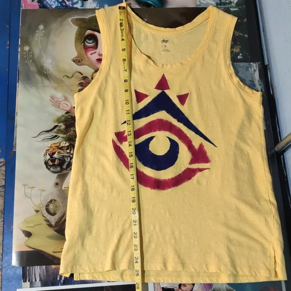 Tank Top streetwear graffiti painted Festival size S/M yellow purple blue - Picture 6 of 6